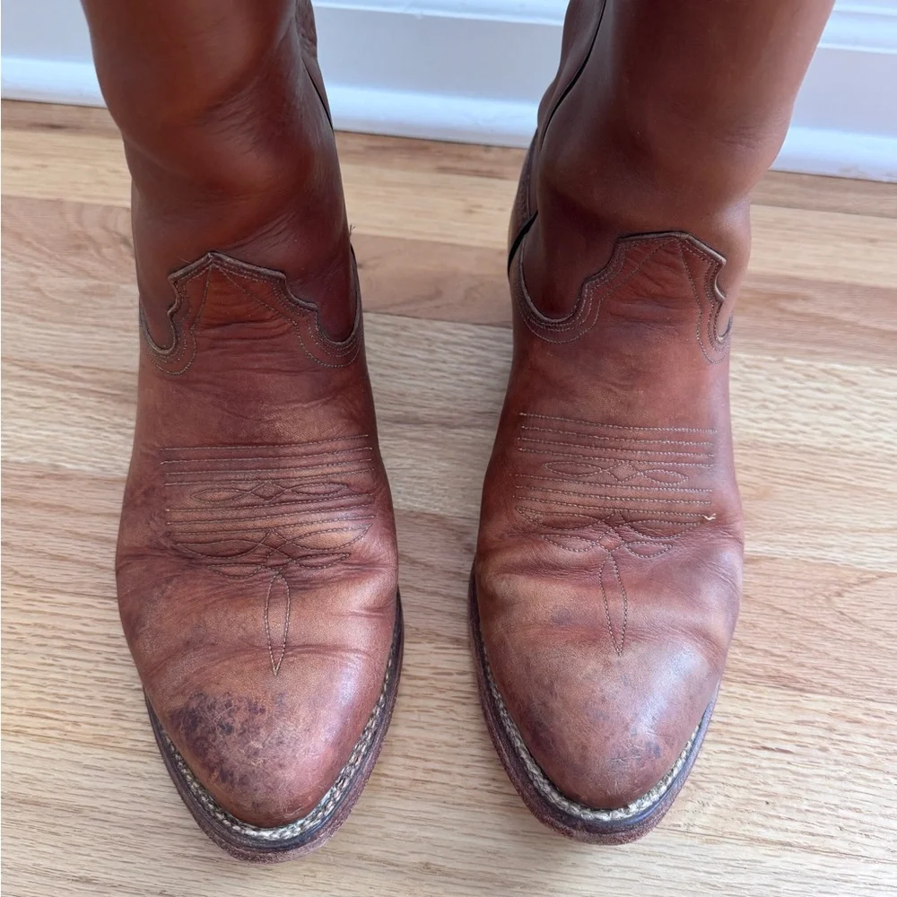 Vintage Nocona Brown Leather Boots‎ Western Cowboy Men's Size 9D